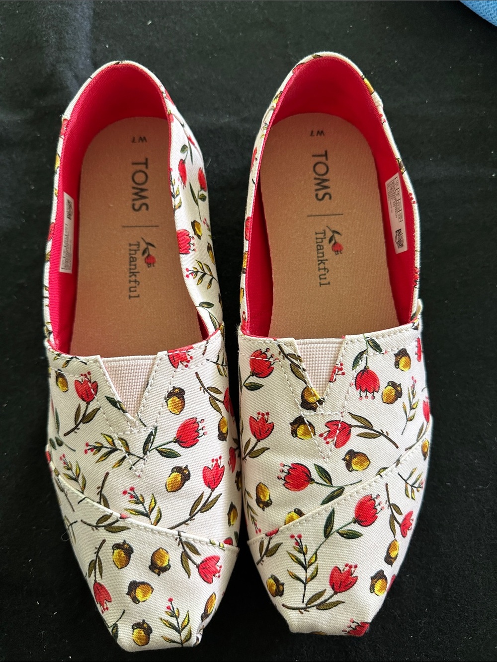 Toms Floral Canvas Slip-On Flats in Cream, Red & Yellow